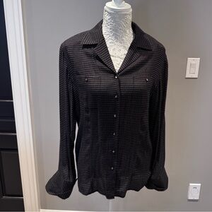 Black Button-Down Top Sz 38